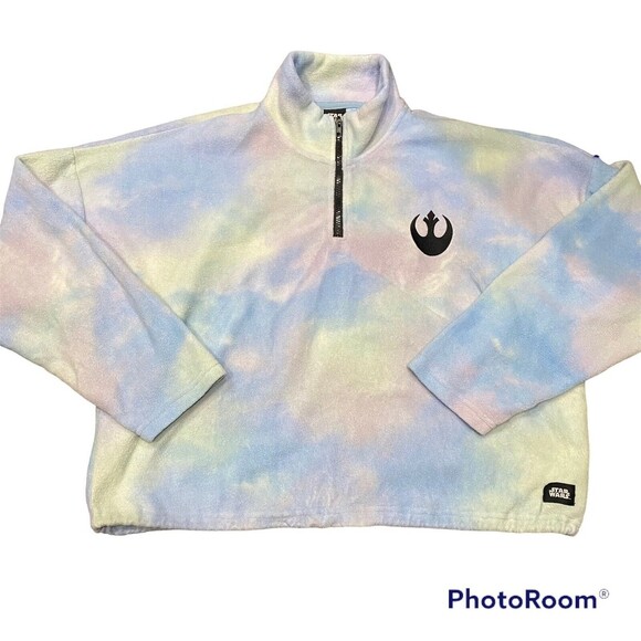 Disney Star Wars Rebel Alliance Pastel Tie Dye Fleece Crop Sweater XXL - Picture 1 of 2